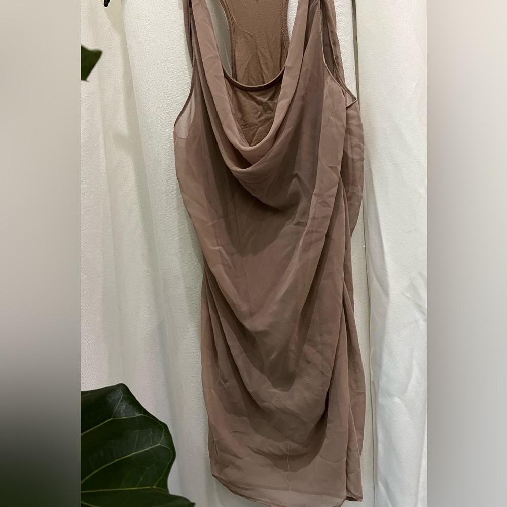 Marineblu Beige Draped Chiffon Blouse Top/Tunic Sleeveless Size Small